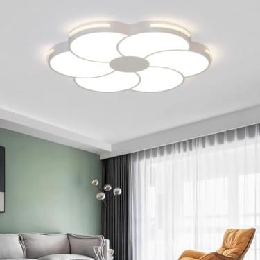 Imagem de Luminária de teto LED regulável, moderna, para sala de estar, com controle remoto, luminária de teto, design floral criativo, acrílico, lâmpada de quarto para jardim de infância, iluminação