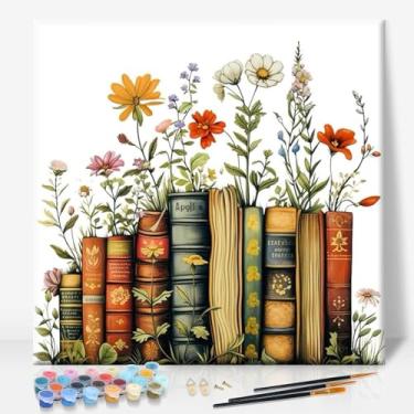 Imagem de Camocin Kit de pintura emoldurada por números para adultos iniciantes sem cavalete, pintura de livro por números com moldura, kits de tintas de livros para adultos por números em tela emoldurada para