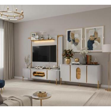 Imagem de Conjunto Sala Apollo Home para TV e Buffet Porta Vidro e LED - Mega Fa
