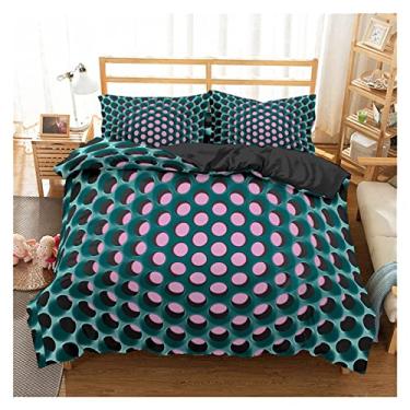 Imagem de Jogo de cama macio estampado com padrões geométricos 3D para casa quarto estereoscópico buraco denso tamanho queen capa de edredom com 2 fronhas (sem edredom) capa de edredom completa (cor: conjunto 3