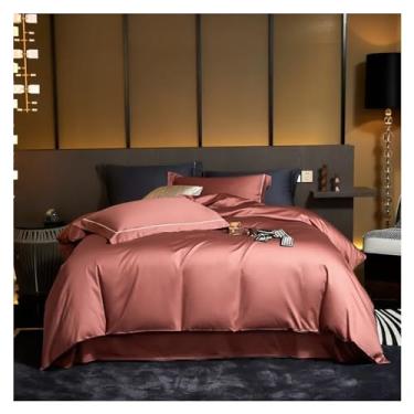 Imagem de Conjunto de capa de edredom queen de cor sólida de luxo 1000 fios algodão macio e sedoso fronha de edredom (3 king)