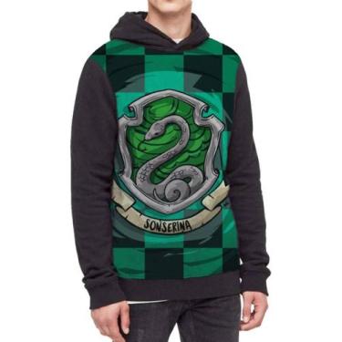 Imagem de Moletom Com Capuz Harry Potter Sonserina Ref:110 - smoke, Preto, GG