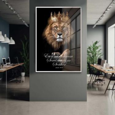 Imagem de Quadro Decorativo com Moldura e Acrilico Cristal Vidro Leão de Judá Ve