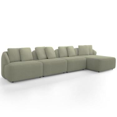 Imagem de Sofá 5 Lugares com Chaise Direito Sala Living 334cm Arlo F04 Bouclê Ol