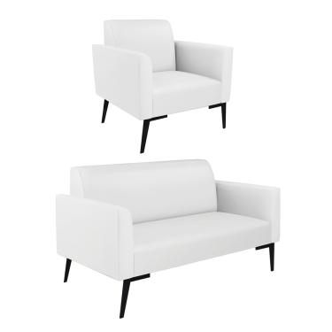 Imagem de Sofá Namoradeira com Poltrona Pés Villach Marisa Corino Branco D03 - D?Rossi