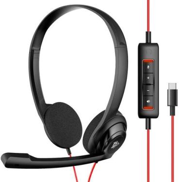 Imagem de Fone de ouvido NUBWO USB C com microfone para laptop, telefone, PC