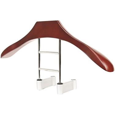 Imagem de Cabide Maxsa 20022 para carros, perfeito para terno, jaqueta, sobretudo, camisa, bolsa e acessórios, design premium de madeira maciça e metal, organizador de assento durável e elegante, marrom