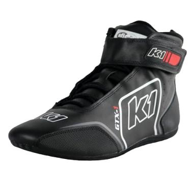Imagem de Tênis de corrida K1 Race Gear K1 GTX-1 adulto couro macio e Nomex Auto Racing - SFI 3.3/5 - preto, cinza, tamanho 14
