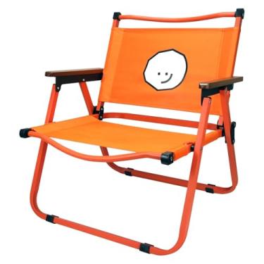 Imagem de ZEMIRO CHARGE Cadeira de acampamento dobrável portátil com bolsa de transporte – capacidade de 158 kg, leve com apoios de braço de madeira e estrutura de metal para praia, caminhadas, piqueniques