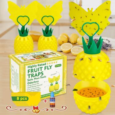 Imagem de Armadilha para moscas de frutas para ambientes internos, eficaz para matar mosquitos com adesivo, armadilhas para mosquitos para casa interna com isca, não tóxica, reutilizável, fácil de usar