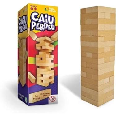 Imagem de Jogo Caiu Perdeu Torre de Madeira 54 Peças 28cm de Altur, Equilíbrio, Coordenação e Diversão em Família | APOLLO'S STORE