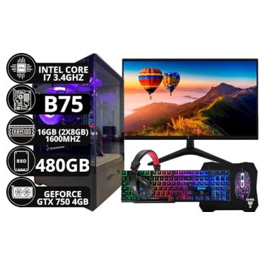 Imagem de PC Gamer Completo Intel Core I7 3.4GHz 16GB DDR3 SSD 480GB Monitor 21,5" Kit Gamer - Escolha a placa de vídeo Na falta da Rx 550, será enviado a GTX 750 de 4gb, que é 15% superior a RX 550