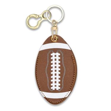 Imagem de Capa de couro compatível com Apple AirTag, linda capa protetora para air tag com chaveiro, localizador de chaveiro oculto antiarranhões, rastreador GPS para carteira, chaves, bolsa (rugby)