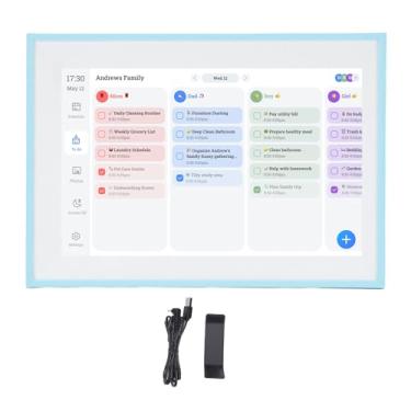 Imagem de Fockety Calendário Digital, Tela Sensível ao Toque de 10,1 polegadas, Quadro Interativo Inteligente Tarefas com WiFi, Porta-retratos Eletrônico com Slot para Cartão Memória Pequeno
