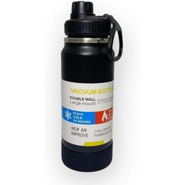 Imagem de Garrafa Térmica 800ml - Duplamente Isolada a Vácuo, Alça,Hidratação, Caminhada, Academia. (Preta)