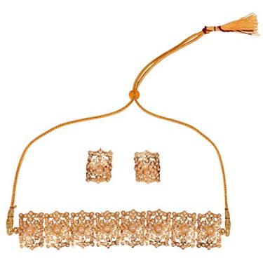 Imagem de Touchstone Conjunto de gargantilhas de diamante branco Mughal indiano Mughal Bollywood da Coleção Mughal Jali para mulheres Pérola