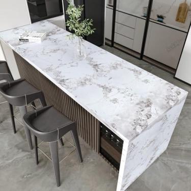 Imagem de VaryFloral Bancadas de mármore ônix fosco branco mármore granito papel de contato para armários prateleira cozinha mesa autoadesivo impermeável envoltório de vinil de mármore 30 x 299 cm