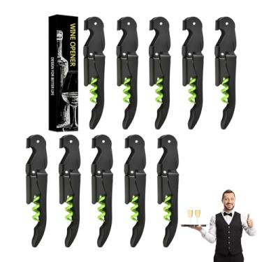 Imagem de Abridor de vinho saca-rolhas de garçom, chave de vinho profissional para garçons, barman com cortador de alumínio, abridor manual de garrafas de vinho com dobradiça dupla (5, preto verde)