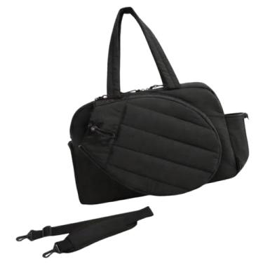 Imagem de Pegciuho Bolsa de Tênis, Bolsa de Pickleball, Presentes Portáteis com Compartimento para Sapatos, Espaçosa, Leve, de Poliéster, 35L, para Transporte de Fim de, Preto