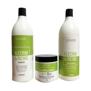 Imagem de Kit Shampoo E Condicionador 1L Alecrim E Rícino E Máscara 3 Em 1 500g 