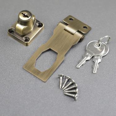 Imagem de Trava de ferrolho com chave, fecho de travamento com chave de 7,6 cm, travas de segurança de aço inoxidável para gaveta, armários, portas, bronze