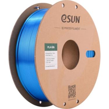 Imagem de Filamento Para Impressora 3d PLA Silk Esun 1kg 1.75mm Cor Azul Ciano