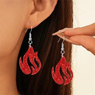 Imagem de Brincos de fogo de chama para mulheres, leve, acrílico, punk, elemento fogo, exagerado, Halloween, cosplay, festa, bijuteria, Middle, Acrílico, Sem pedra preciosa