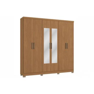 Imagem de Guarda Roupa Casal 6 Portas e 3 Gavetas c/ Espelho e Pés CBJ559 Canela - Kappesberg