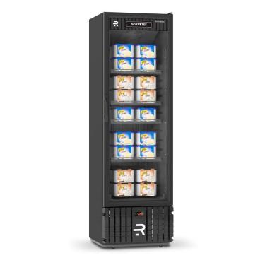 Imagem de Expositor Vertical para Sorvetes Refrimate 400 Litros Porta Vidro Preto 220V VCS400PVB