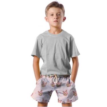 Imagem de Shorts Infantil Bermuda Calção Praia Verão Funny Rosa Personagem Médic