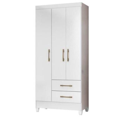 Imagem de Guarda Roupa Solteiro Lima 3 Portas 182x82 Cm Branco Flex Moval Branco
