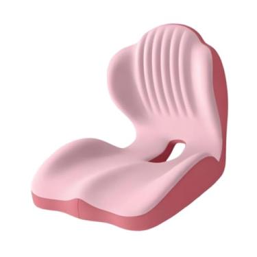 Imagem de Kokiya Almofada de assento, apoio para as costas, encosto, ergonômico, versátil, portátil, macio, almofada para cóccix, apoio lombar para assentos de carro, Rosa