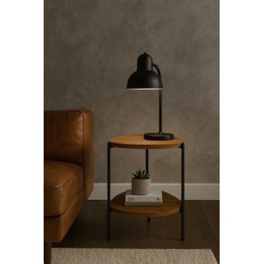 Imagem de Mesa Lateral Orgânica Ferro E Madeira Para Quarto Sala Escritório - TB