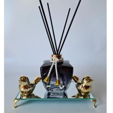 Imagem de Kit Sala, Difusor, Aromatizador De Ambiente, bandeja com pezinho(Estrela/Dourado)