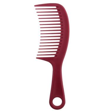 Imagem de Pente de cabelo de dentes largos, alça ergonômica durável para desembaraçar cabelos encaracolados, estilo molhado e seco, viagens de salão, vermelho