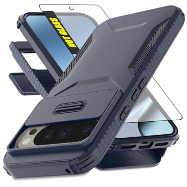 Imagem de AWZHYDT Capa para Google Pixel 10 Pro XL e 9 Pro XL | Capa de câmera deslizante integrada e protetor de tela [2 em 1] Capas protetoras resistentes à prova de choque (17,3 cm/azul)
