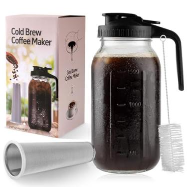 Imagem de Cafeteira Cold Brew, jarra de vidro de 1,8 l com filtro de malha, frasco de vidro de 2 litros com tampa