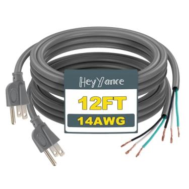 Imagem de HeyYance Pacote Com 2 Cabos De Alimentação Para Aparelhos E Ferramentas Elétricas Sjtw 12 Pés, 14/3C, Calibre 14, 3 Pinos, Serviço Pesado, Cabo Reposição, 110 V, 115 120 V Ca, 15 A, 1875 W