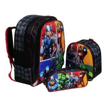 Imagem de Kit Mochila Avengers T3 Infantil Aulas Costas - Outras Marcas