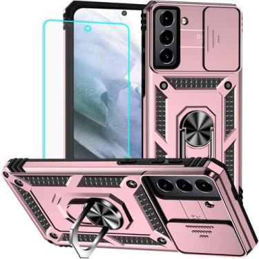 Imagem de Capa HNHYGETE Galaxy S21 com protetor de tela em ouro rosa