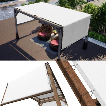 Imagem de ColourTree Capa de substituição de toldo de pérgola branca UPF50, tecido de grau comercial 260 GSM para pátio externo, inclui hastes pesadas de aço inoxidável (fazemos tamanho personalizado)