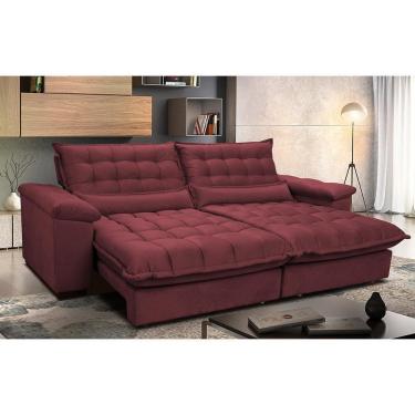 Imagem de Sofá Retrátil E Reclinável 2,72m Com Molas Ensacadas Cama Inbox Aconchego Tecido Suede Vinho