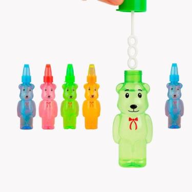 Imagem de Kit 6 Bolhas Sabão Ursinho Com Apito Brinquedo Infantil Festas Criança