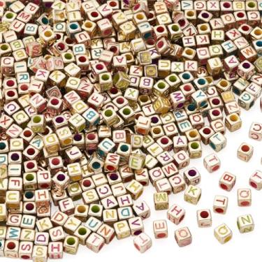 Imagem de Sparkeads 100 g 5,5 mm contas de acrílico sortidas letras trigo grande buraco alfabeto contas cubo com letra A-Z contas soltas inicial amizade pulseira contas para artesanato DIY colar brinco