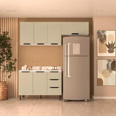 Imagem de Cozinha Modulada 3 Peças com Tampo Maeena Politorno, Branco Verde