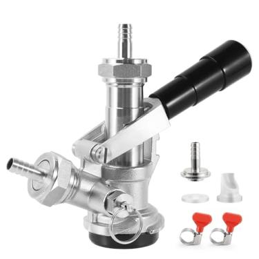 Imagem de Dbgogo Acoplador de barril D de aço inoxidável, O.D 1/10.6 cm e 5/40.6 cm Tailpiece de cerveja e farpa a gás de 5/40.6 cm comercial Kegerator Sankey Keg Acoplador D Acoplador de barril de cerveja para