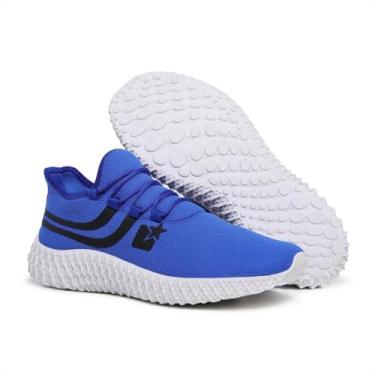 Imagem de Tênis Masculino Esportivo Mesh Azul Royal Design Moderno Solado Branco EVA Leve e Confortável Corrida Academia (Azul, BR, Adulto, Numérico, 36)