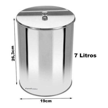 Imagem de Lixeira Office Redonda Com Tampa Em Aço Inox 7L - Or2