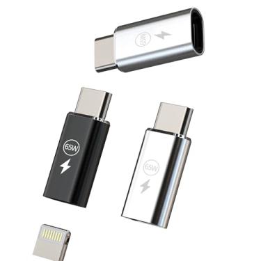 Imagem de Carregador rápido USB C macho para Lightning fêmea de 65 W (pacote com 3) para iPhone 16 15 Pro para conector Apple tipo C para iPad, conversor de cabo, acessórios compatíveis com conectores Samsung