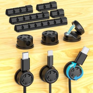 Imagem de ITUGOU Organizador de cabos de gerenciamento de cabos, clipes magnéticos para cabos, prendedores de fios adesivos, embaixo da mesa de cabeceira, mesa de cabeceira, mesa de cabeceira, USB, parede